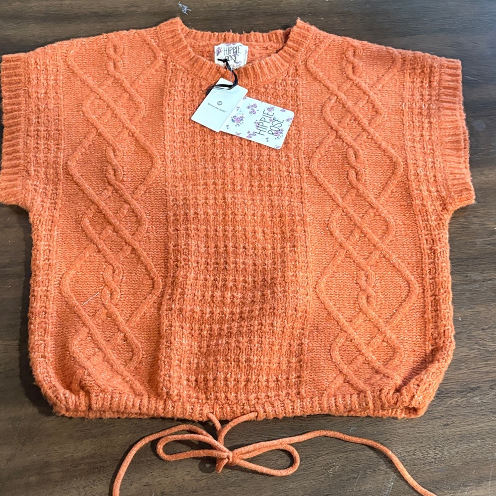 Hippie Rose Orange Cable Knit Sweater #45